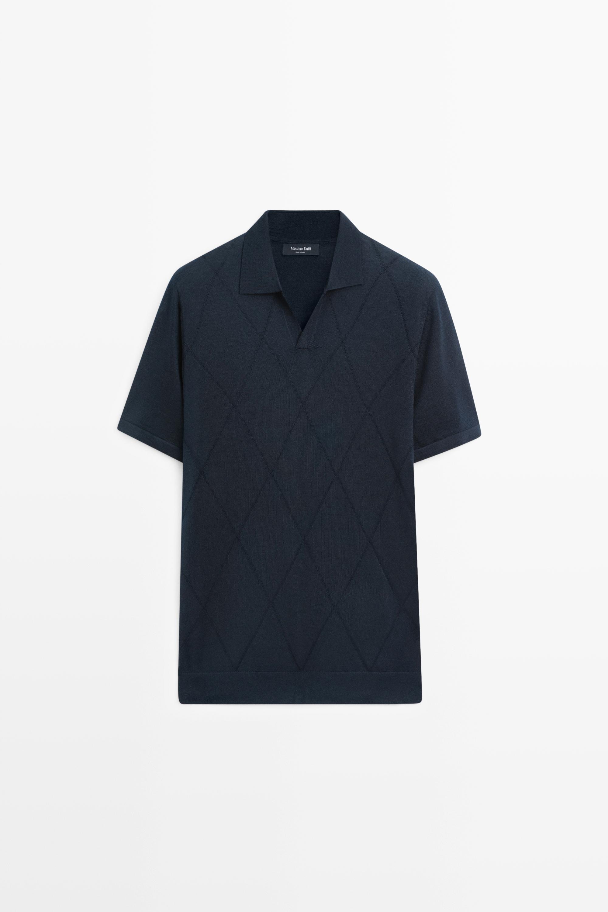 Pull polo en maille à motif losanges